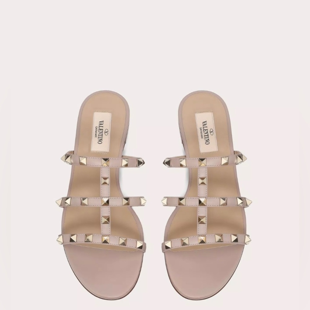Valentino Rockstud Flat Slide Sandal